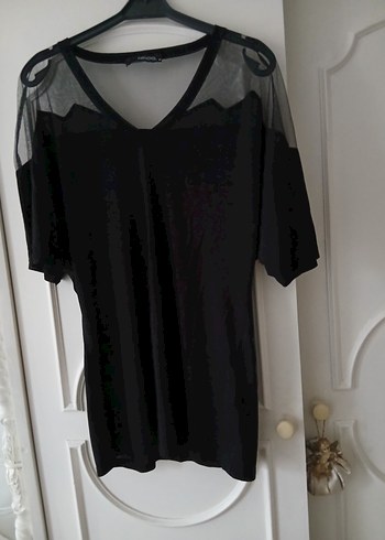 Siyah V Yaka Kısa Kollu Hamile Bluz - Görsel 5