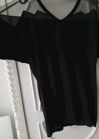 Siyah V Yaka Kısa Kollu Hamile Bluz - Görsel 3