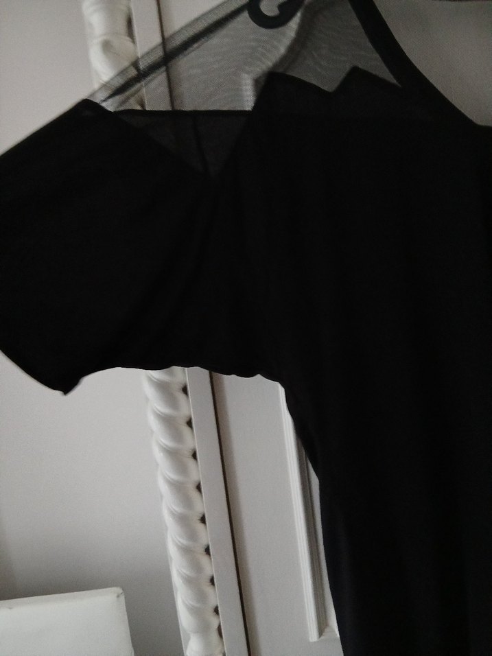 Siyah V Yaka Kısa Kollu Hamile Bluz - Görsel 2