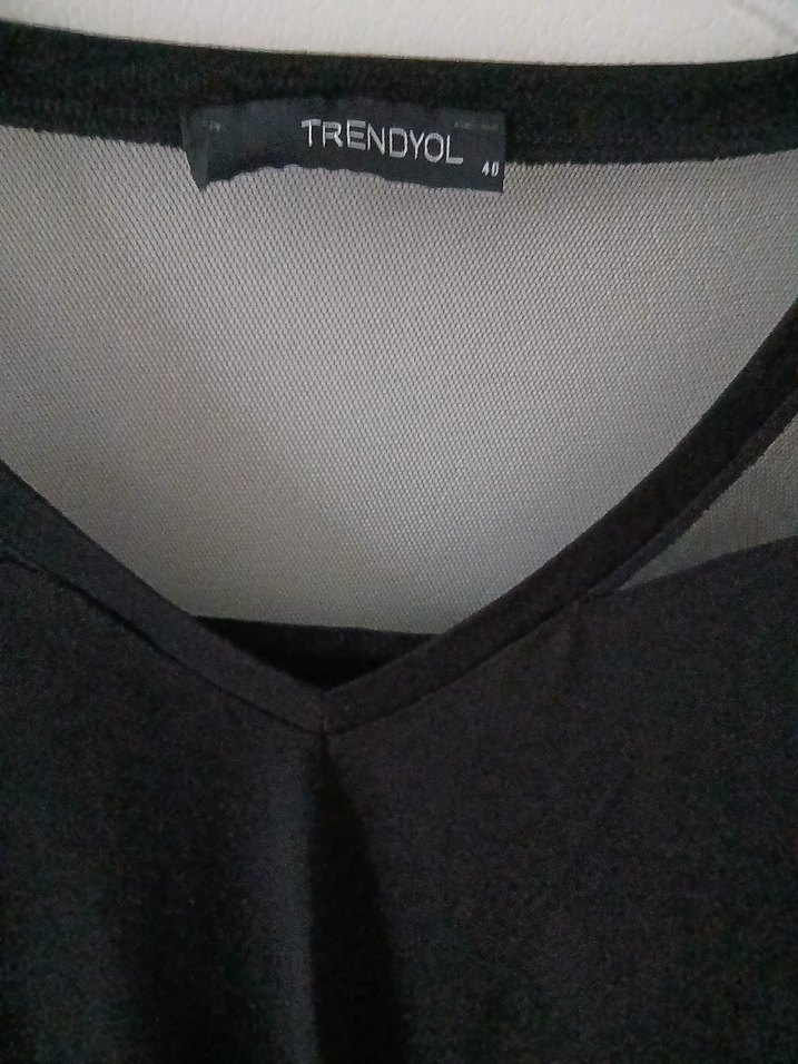 Siyah V Yaka Kısa Kollu Hamile Bluz - Görsel 4