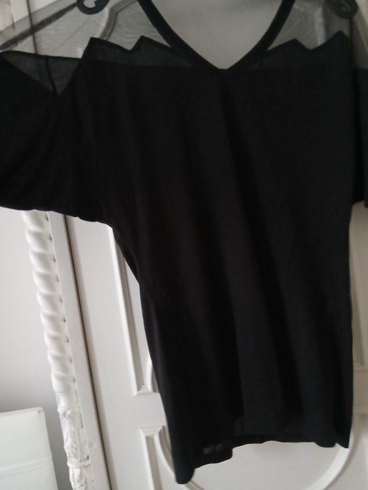 Siyah V Yaka Kısa Kollu Hamile Bluz - Görsel 3