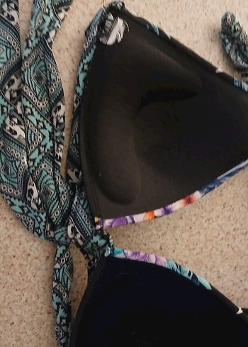 Bohem Tarzı Çiçek Desenli İpli Bikini - Görsel 7