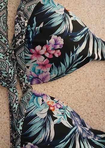 Bohem Tarzı Çiçek Desenli İpli Bikini - Görsel 6