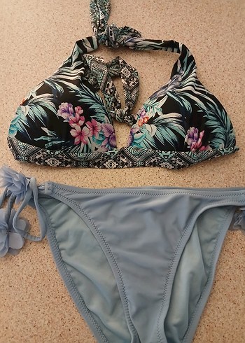 Bohem Tarzı Çiçek Desenli İpli Bikini - Görsel 2
