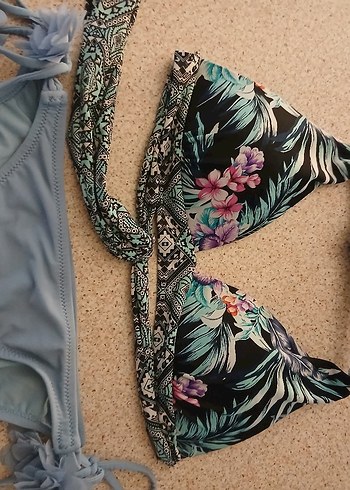 Bohem Tarzı Çiçek Desenli İpli Bikini - Görsel 8