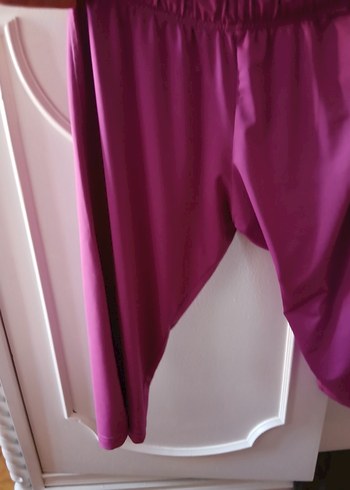 Sportive Pembe Saten Salaş Midi Pantolon