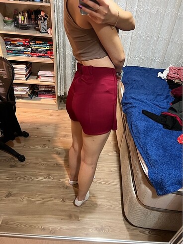 m Beden bordo şort etek
