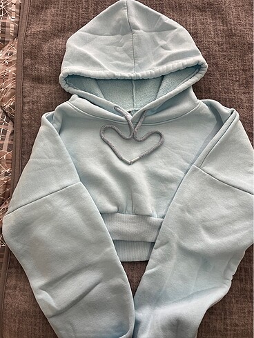 Crop Bebek mavisi sweatshirt