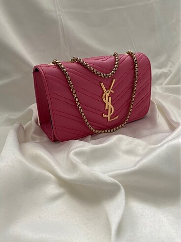 Ysl zincir askılı pembe renk çanta
