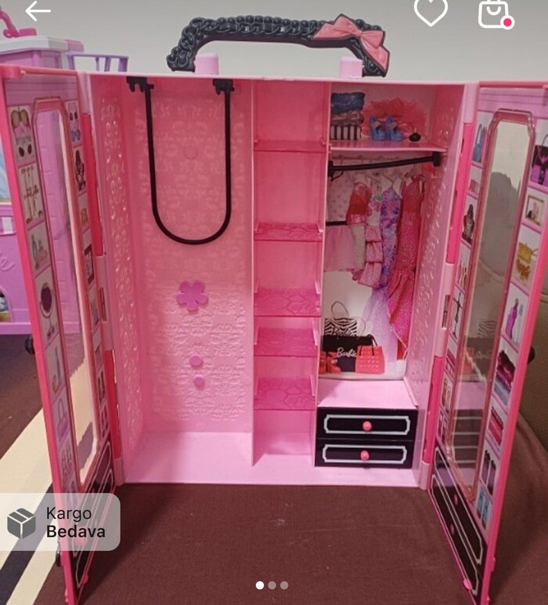 Pembe Barbie Çocuk Dolabı - Görsel 3