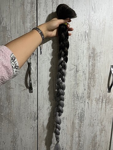 diğer Beden gri siyah ek saç