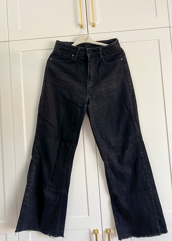 Kadın Siyah Midi Boy Regular Fit Denim Pantolon