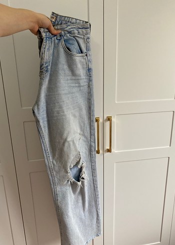 Addax Mavi Kadın Bol Kesim Midi Denim Pantolon