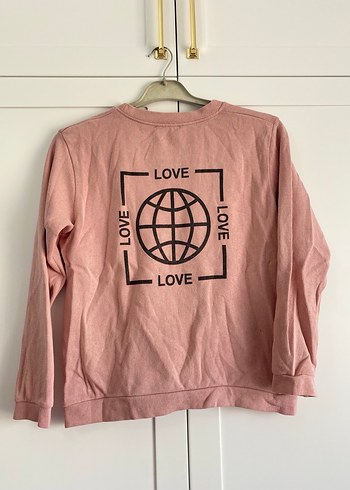 Zara Pembe Baskılı Oversize Sweatshirt