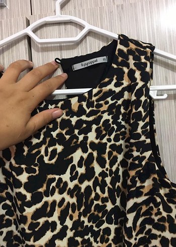 Kahverengi Leopar Desenli tulum boyum uzun bana kısa oldu yeni - Görsel 3