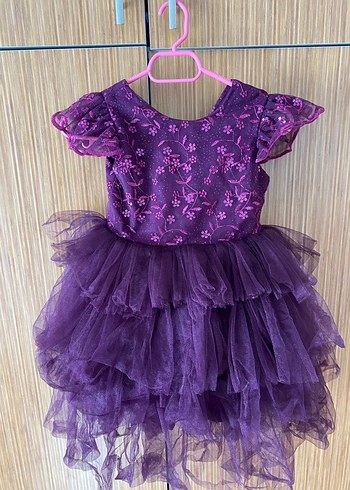Kız Çocuk Mor Dantelli Nakışlı Elbise 5 yaş - Görsel 2