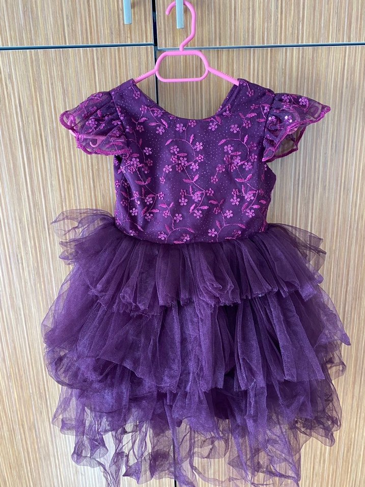 Kız Çocuk Mor Dantelli Nakışlı Elbise 5 yaş - Görsel 2