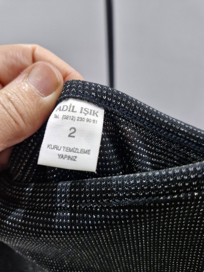 simli Zincir Detaylı Siyah Uzun Abiye Elbise - Görsel 4