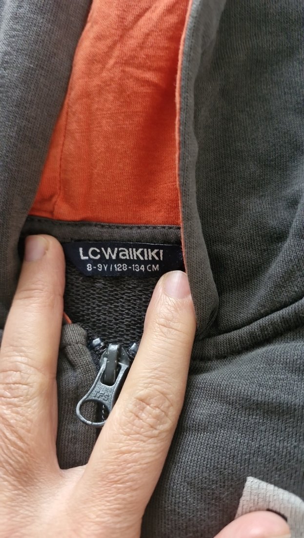 Erkek Çocuk Gri Kapüşonlu Fermuarlı Sweatshirt ve pantolon - Görsel 2