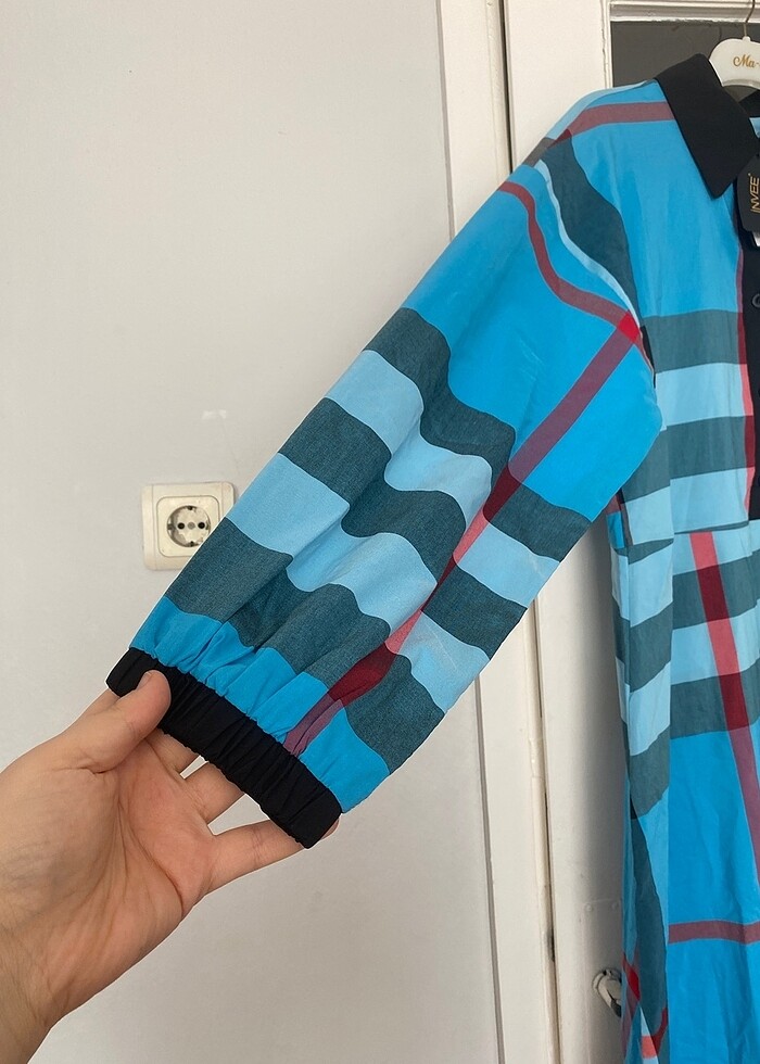 İnvee marka mavi çizgili elbise - Görsel 3