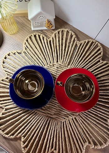 Koyu Mavi ve Kırmızı Çay Fincanları - Görsel 3