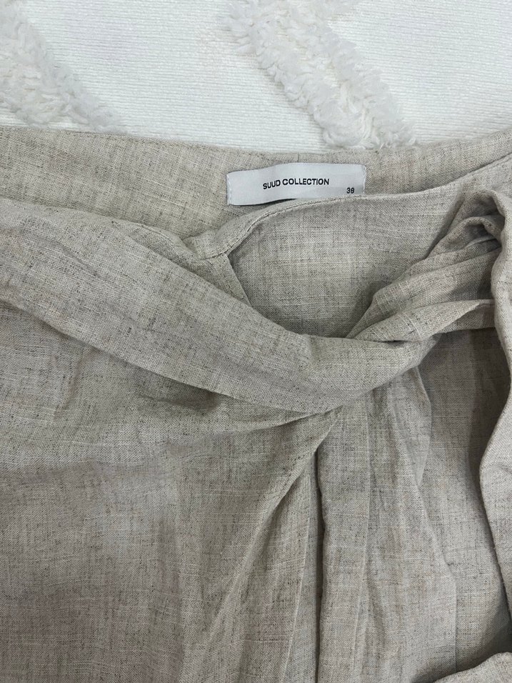 Ekru Bağlamalı Düz Kesim Pantolon — görsel 4/6