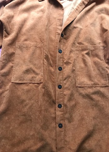 Kahverengi Fitilli Kadife Gömlek Ceket - Görsel 2