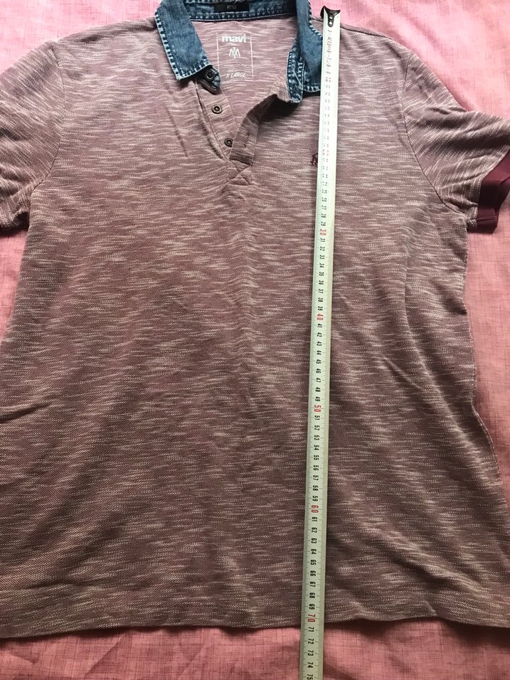 mavi jean polo yaka tişört - Görsel 5