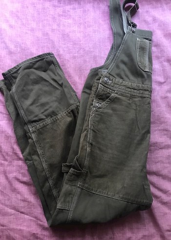 haki denim tulum salopet - Görsel 9