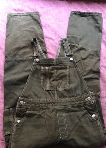 haki denim tulum salopet - Görsel 5