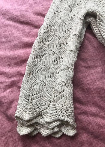 Beyaz Bohem V Yaka Örgü  Kazak - Görsel 3