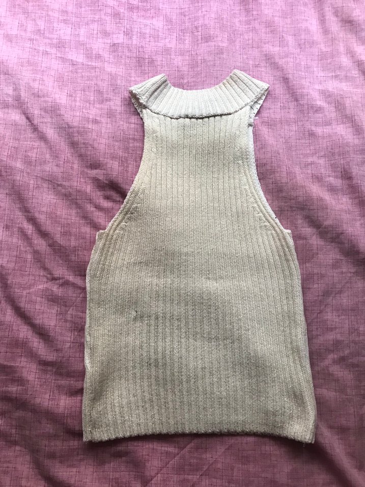 Stradivarius Parlak Krem rengi Halter Yaka Crop - Görsel 3