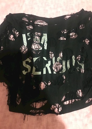 yırtık ve sökül detaylı alt/goth oversize tişört - Görsel 2