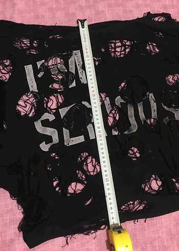 yırtık ve sökül detaylı alt/goth oversize tişört - Görsel 5