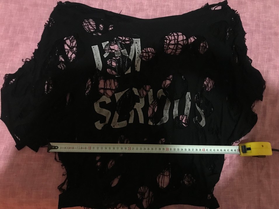 yırtık ve sökül detaylı alt/goth oversize tişört - Görsel 4