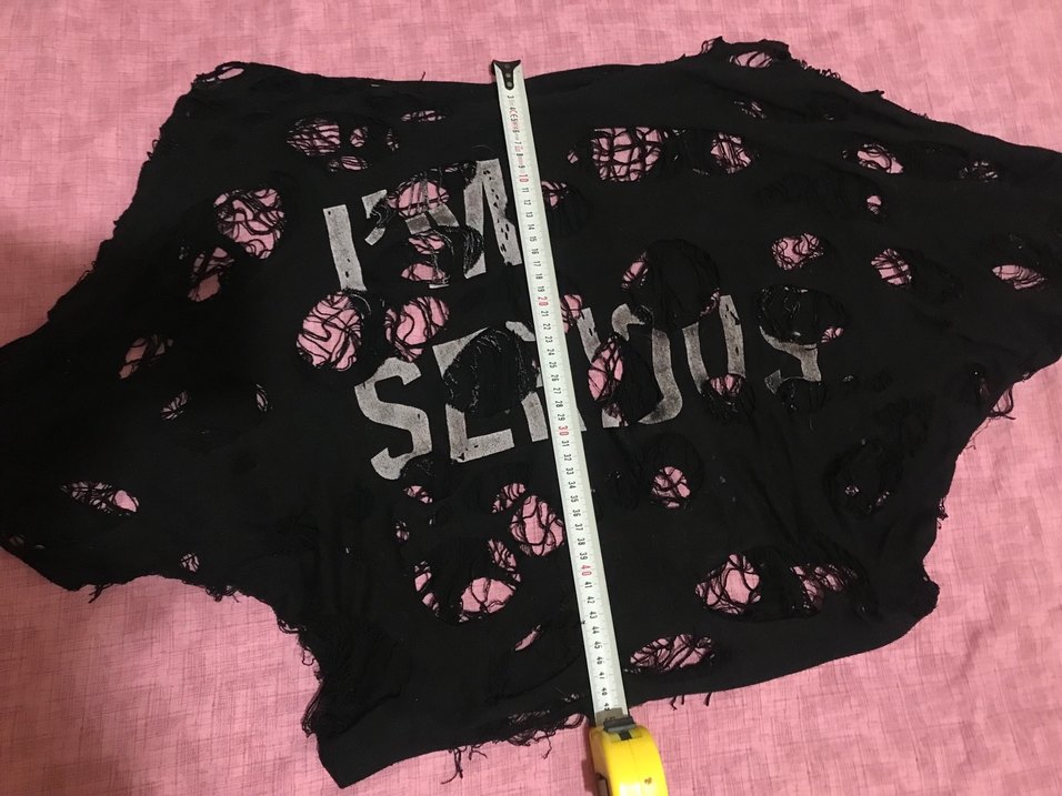 yırtık ve sökül detaylı alt/goth oversize tişört - Görsel 5