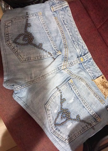 36 Beden mavi Renk micro Denim vintage Şort