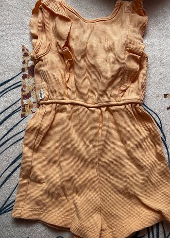 Kız Çocuk Keten Bej Fırfırlı Kolsuz Tulum - Görsel 2