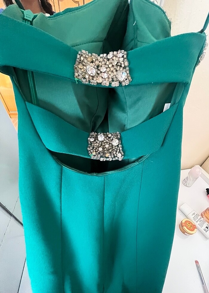 Yeşil abiye elbise - Görsel 3