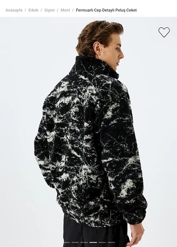 Siyah Bağcıklı Yüksek Yakalı Bağlama Desenli Ceket - Görsel 3