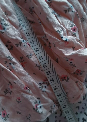 H&M Pembe Keten Hamile Bluzu, Fırfırlı, Kısa Kollu