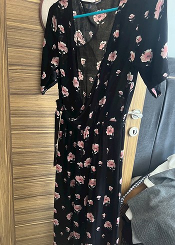 Pembe Çiçek Desenli Bohem Hamile Tulum - Görsel 4