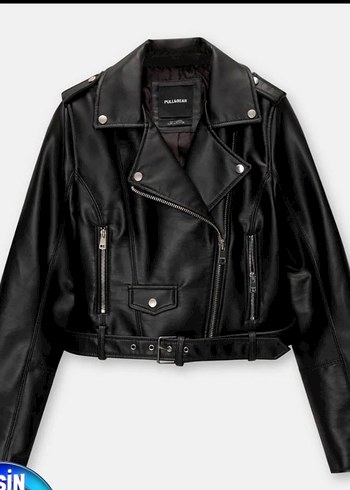 s Beden siyah Renk Kadın Siyah Deri Biker Ceket