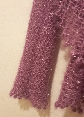 Parlak Mor Kız Çocuk Örgü Bolero - Görsel 3