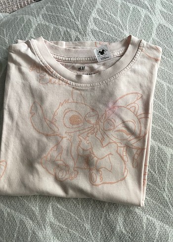 H&M Baskılı Pastel Renk Kız Tişörtü, Kısa Kollu, Rahat Kesim