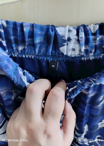 Mavi Bağlama Desenli Mini Etek - Görsel 2