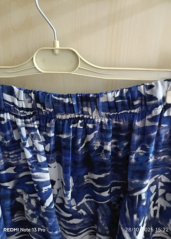 Mavi Bağlama Desenli Mini Etek - Görsel 6