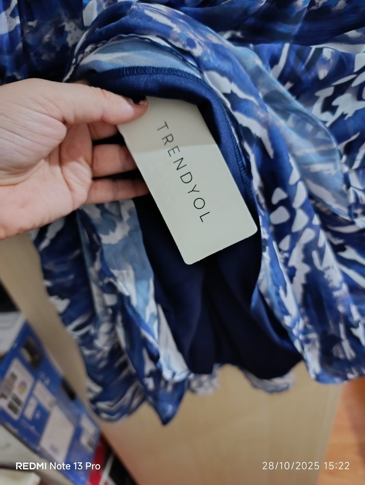 Mavi Bağlama Desenli Mini Etek - Görsel 5