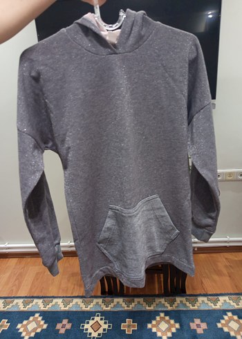 Gri Kadın Kapüşonlu Sweatshirt - Görsel 2