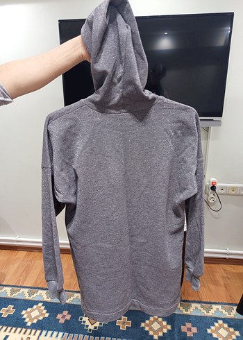 Gri Kadın Kapüşonlu Sweatshirt - Görsel 5